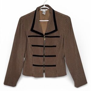 Vintage Dawn Joy Women’s Brown Black Pattern Blazer Jacket size 13/14